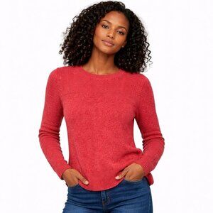 LOFT Women’s Red Crew Neck Sweater | Long Sleeve Cozy Knit Pullover | Size S